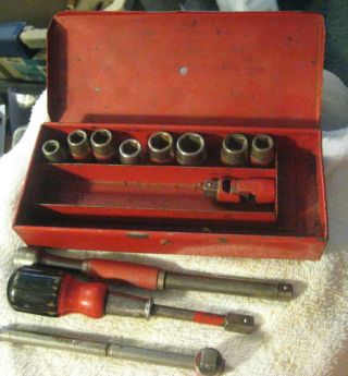 Vintage Rare 1/4 " Dr,  Mtf Milwaukee Tool & Forge,  Socket Set In Metal Case