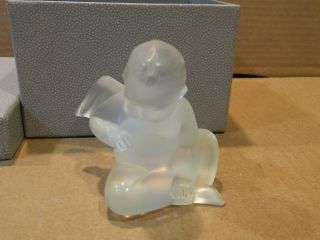 Lalique Baby Angel Opalescent Glass Figurine Signed Vintage Boxed