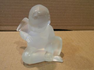 Lalique Baby Angel Opalescent Glass Figurine Signed Vintage Boxed 2