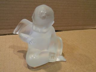 Lalique Baby Angel Opalescent Glass Figurine Signed Vintage Boxed 3