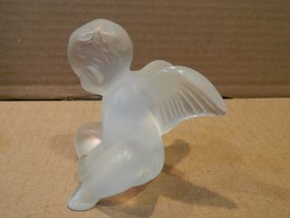 Lalique Baby Angel Opalescent Glass Figurine Signed Vintage Boxed 4