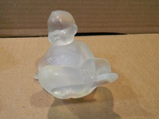Lalique Baby Angel Opalescent Glass Figurine Signed Vintage Boxed 7