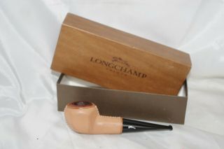 Vintage Longchamp Stitched Leather Pipe France & Box Tobacco Smoking