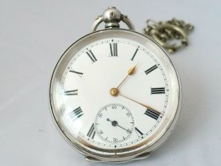Vintage Silver Mens Swiss Pocket Watch Cylinder Escapement Case 0.  935