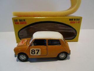 Vintage - 1/43 Mebetoys - Mini Cooper Rallye - A31 - Yellow - Box - Made In Italy