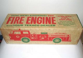 Vtg 60s Buddy L Texaco Fire Truck Chief Box Only W/parts Bag Toy Metal