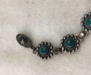 Vintage Old Pawn Sterling Navajo Fred Harvey era Carico Lake Turquoise Bracelet 4