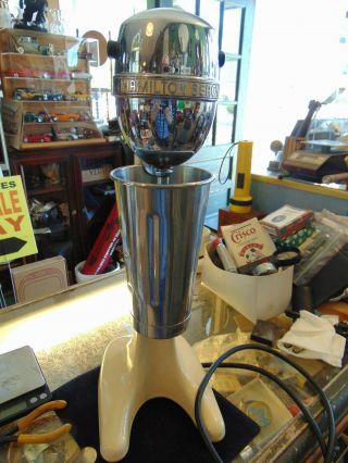 Vintage Hamilton Beach No.  933 Milk Shake Mixer - - Tan 2 Speed Plus Cup