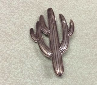 Vintage Southwest Mexico Sterling Cactus Brooch Pin Detail