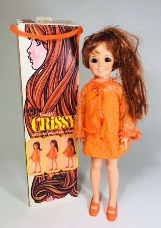 Vintage Ideal 1969 Crissy Doll Box Shoes Clothes Adjustable Red Hair