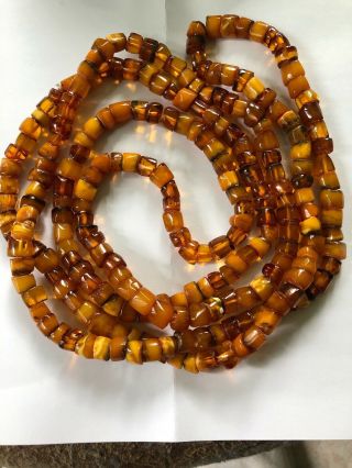Vintage 31 " Natural Amber Beaded Necklace Long