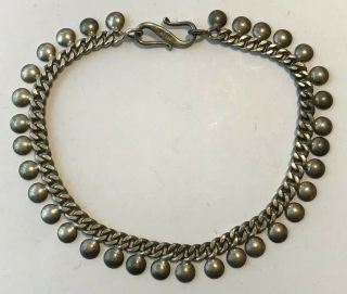 Signed Ba Suarti Of Bali Traditional Sterling Silver Half Ball Anklet 10 - 1/4”31g