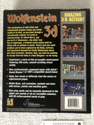 Wolfenstein 3D PC CD - ROM GT Interactive Software 1995 USA Canada Big Box Rare 3
