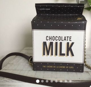Kate Spade Rare Chocolate Milk Carton Novelty Purse Bag Creme De La Creme