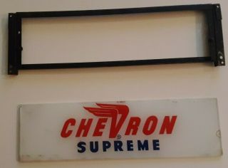 Vintage Chevron Ad Glass Gas Oil Advertisement With Bracket