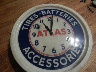 Vintage Atlas Tire - Batteries Neon Lighted Clock (parts)