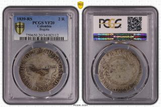 Colombia - Rare Silver 8 Reales Coin 1839 Year Km 98 Bogota Granada Pcgs Grading