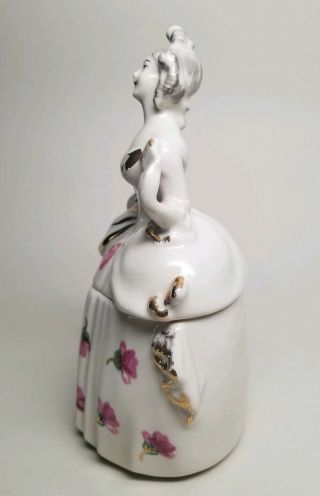 Vintage Porcelain Victorian Lady Dresser Half Doll Trinket Powder Vanity Box Jar 4