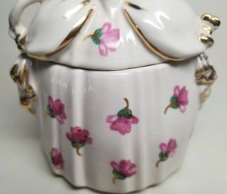 Vintage Porcelain Victorian Lady Dresser Half Doll Trinket Powder Vanity Box Jar 5