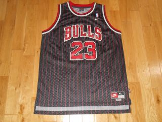 Vintage Nike Michael Jordan Black Pinstripe Chicago Bulls Nba Swingman Jersey Xl