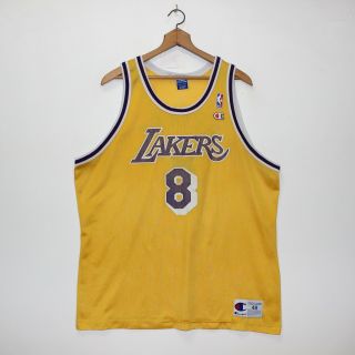 Vintage Kobe Bryant Los Angeles Lakers Champion Jersey Size 48 Xl Nba Yellow