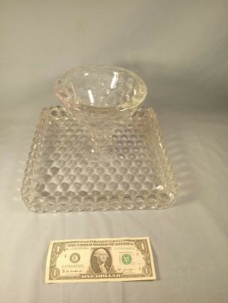 Vintage Fostoria American 10” Square Pedestal Cake Stand with Rum Well 3