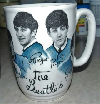 Vintage The Beatles Photo Signed Coffee Mug Cup England Estate Collectible