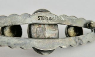 ANTIQUE VINTAGE FRED HARVEY ERA STERLING SILVER STAMPED PETRIFIED WOOD PIN 4