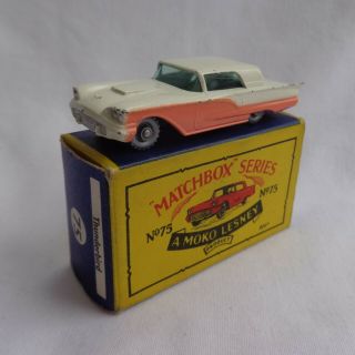 Vintage Matchbox Lesney Moko No75 Ford Thunderbird Spw Silver Wheels Boxed