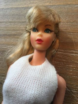 Vintage Barbie - Mod Tnt Golden Blond Very Pretty - Long Lashes Pink Cheeks