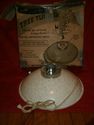 Vintage Christmas Tree Turner Musical Rotating Stand Box Mcm Mid Century Modern