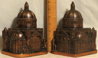 Rare Vintage Russell Wood Curtis Copper Plated Capital Dome Building Book Ends