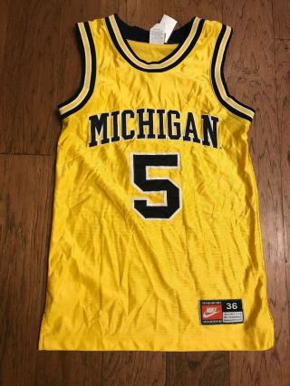 Vintage Fab 5 Michigan Wolverines Jalen Rose 5 Ncaa 36 Small Nike Sewn Jersey