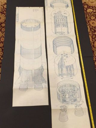 Nasa Apollo Saturn S - 1c Cut Away & Exterior Production Illustrations - Rare
