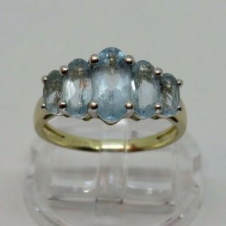 9ct Gold Light Blue Gem Stone Ring 2.  9g