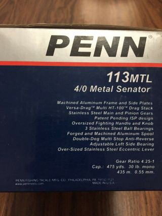Penn 113 4/0 Metal Senator - Very Rare -