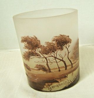 Vintage Cameo Glass Vase Signed Landscape