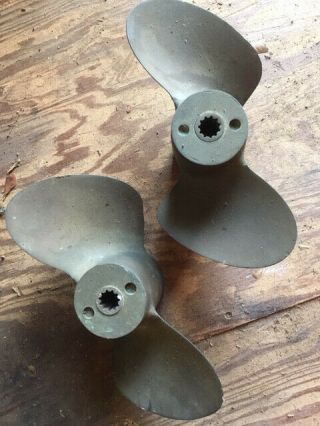 2 Vintage Mercury Quick Silver 2 - Blade Bronze Propellers Fit Mark 58a Motor
