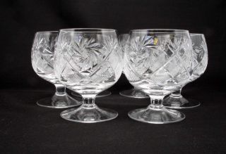 Set of 6 Russian Crystal Cognac Snifters,  10 oz Glasses,  Whiskey,  Vintage Goblet 2