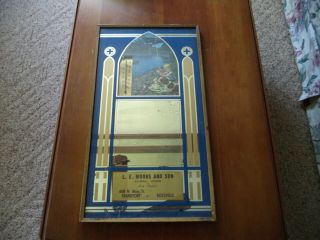 Vintage 50 ' s Advertising Thermometer Mirror L.  MOORE FRANKFORT IN.  Funeral Home 6