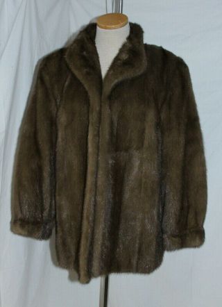 Vtg Pastel Mink Coat Short Jacket Sz M/l Greencrest Green 