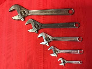 Vintage Proto Adjustable Wrench Set 12” - 10” - 8” - 6” - 4” Made In Usa