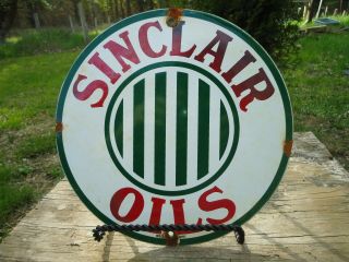 Vintage Sinclair Oils Porcelain Enamel Gas Pump Sign