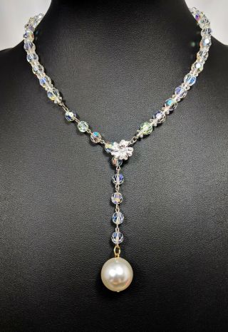 Lovely Vintage Vendome Aurora Borealis Crystal Jewellery Necklace 1950s