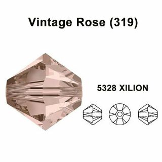 3mm Vintage Rose (319) pink Swarovski crystal 5328 XILION Bicone Beads 2