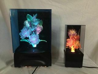 Vintage Fiber Optic Lights / Lamps Color Changing Flowers Retro 1980s