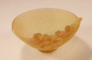 Rare Signed Daum Pate de Verre Glass Mimosa Trinket Bowl,  design 6