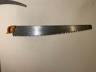 Vintage Disston 1 Man Cross Cut Saw.  554 Champion Cast Steel 48 - 1/2”.  Vg.  Etch