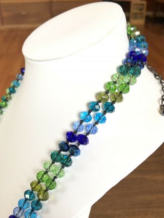Joan Rivers Faceted Crystal Beaded Greens Blues Necklace 60 