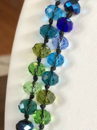 Joan Rivers Faceted Crystal Beaded Greens Blues Necklace 60 